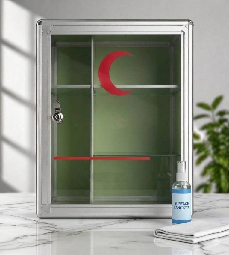 Boîte à Pharmacie Métallique Grand Format 31×35 cm – Rangement Médical Pratique et Sécurisé